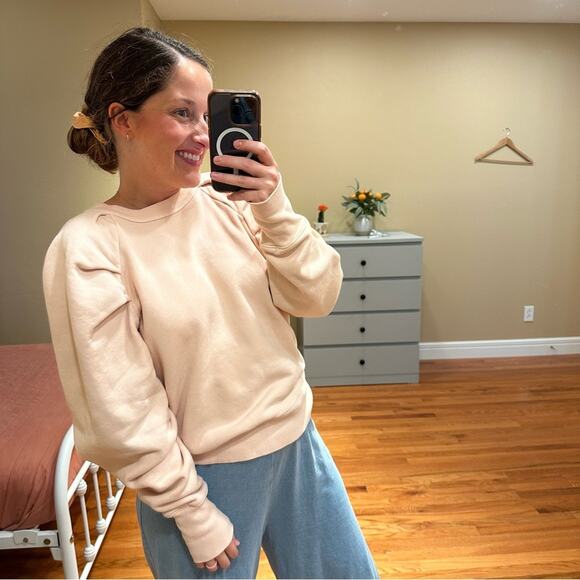 Citizens of Humanity Pink Puff Sleeve Cotton Sweatshirt Medium - Picture 4 of 15